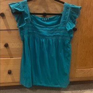 LOFT Teal Ruffle Sleeve Camisole Top